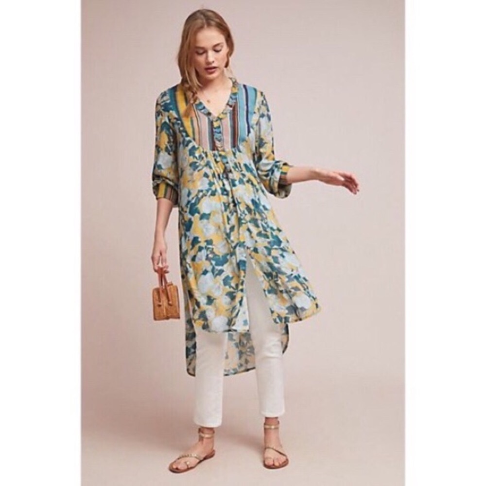 Bl-nk Lucia Tunic Hi-Low Blouse Dress Floral Top